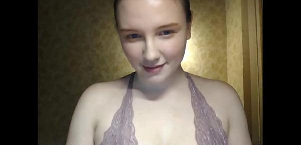  cute shy girl shows off her big natural tits